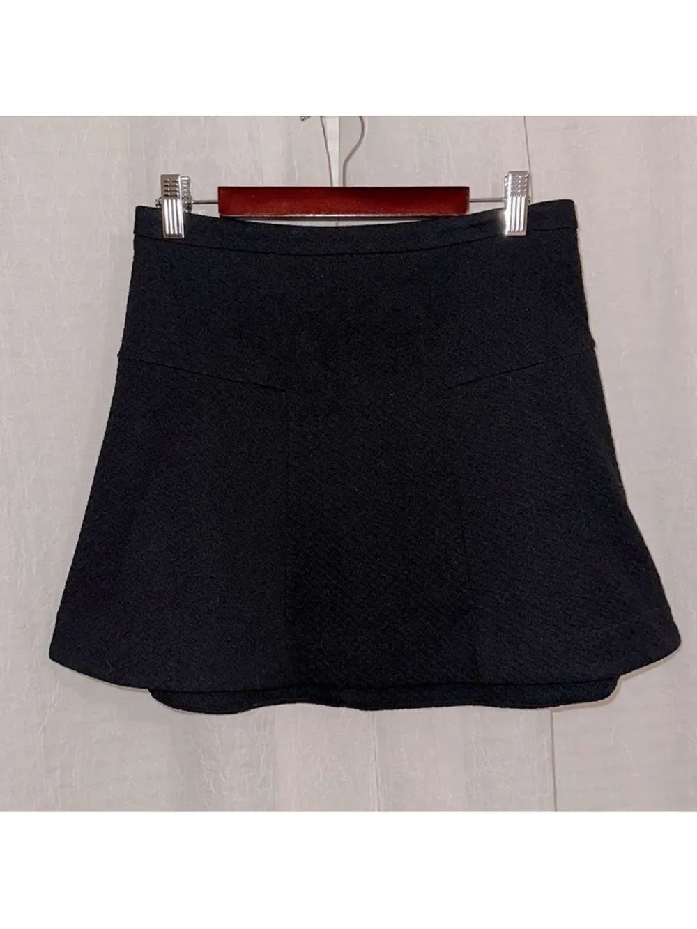 Candies 5 (2) Black Knit A-Line Mini Skirt Back Exposed Gold Tone Zipper